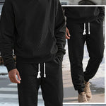 KZZ Two-piece men's solid color hooded sweatshirt and drawstring pants set