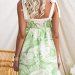 Margovil Bow Shoulder Sleeveless High Waist Floral Print Mini Dress