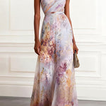 Margovil Sleeveless High Waist Floral Print Maxi Dress