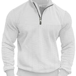 KZZ Men's Solid Zip Up Drop Shoulder Sweatshirt