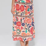 High Rise Floral Print Midi Skirt