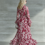 Romantic Bohemian Print Ruffle V-neck Maxi Dress