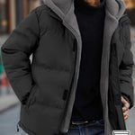 KZZ Men's Thickened Windproof Winter Jacket - Cold-Resistant Warm Fleece Lined Hooded Coat