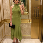 Winifred | Draped Halter Keyhole Midi Dress