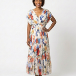 Savannah | Short Sleeve Pleated Floral Midi Dress
