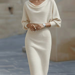 Lydia | Draped batwing-sleeve midi dress