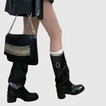 Samanta | Platform Leather Boots with Straps