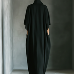 Costanza | Maxi black dress with kimono sleeves and V-neck