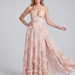 Alessia | Halter Neck Floral Beaded Strap Maxi Dress