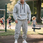 KZZ Men's Winter Fleece Lined Casual Set Long Sleeve Jacket & Pants