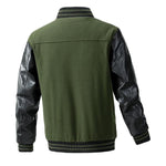 KZZ Men's Letter Patched Pocket Button Front Varsity Jacket