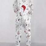 KZZ Two-piece Set Men's Solid Jacquard Drop Shoulder V Neck Top & Drawstring Waist Pants