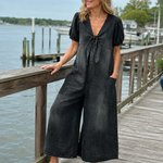 ROWANVALE TIE-FRONT DENIM JUMPSUIT