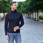 KZZ Fall Outfits Men's Knitted Ribbed Turtleneck/High Neck Slim Fit Basic Sweater