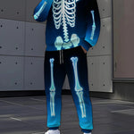 KZZ Men's Halloween Skull Print Hoodie and Pants Set