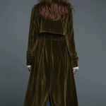 Boho Luxe Olive Velvet Leopard Lapel Long Coat