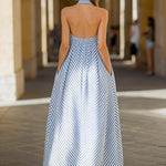 Nautical Stripe Halter Neck Maxi Dress
