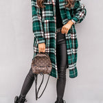 Margovil Long Sleeves Button Up Plaid Casual Shacket Jacket