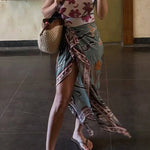Cover-up Printed Wrap Midi Skirt