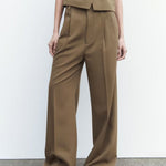 Nadorine Chic Solid Color Two-piece Suits Slim Fit Sleeveless Vest Casual Wide Leg Pants Set