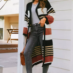 Striped Pattern Longline Cardigan