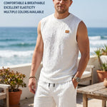 KZZ Men's Stylish Minimalist Sleeveless Two-Piece Set