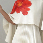 Cape Loose Floral Printed Pleated Split-Joint Round-Neck Evening Dresses Maxi Dresses