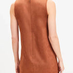 Found Your Style Faux Suede V-neck Sleeveless Shift Mini Dress