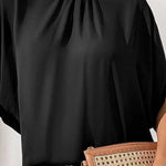 Mock Neck Black Split Sleeve Top