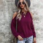 Nadorine Cable Knit Cold Shoulder Sweaters