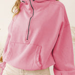 Zip Drawstring Long Sleeve Hoodie