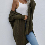Nadorine Women's Batwing Sleeve Split Hem Open Front Cardigan