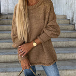 Casual Street Atmosphere Knit Wide Neck Loose Sweater