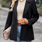 Nadorine Casual Long Blazer Jacket Lapel Open Front Office Suit