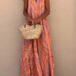 Golden Times Ethnic Print A-line Vacation Maxi Dress