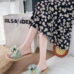 Bowknot Gauze Open Toe Split-Joint Slippers