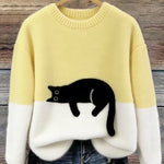 Aileen™ | Elegant Cat Print Oversized Sweater