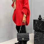 Remember Me Knit Crew Neck Poncho Loose Sweater