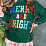 Merry And Bright Cable Knit Pullover Sweatshirt