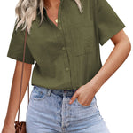 Short Sleeve Blouses Lightweight Loose Top - Nadorine (Us Only)