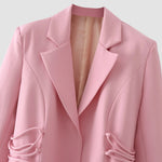Waist Drawing Rope Lapel Loose Blazer Suit