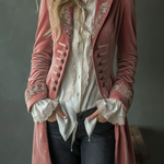 Retro Floral Embroidery Poly Velvet Coat