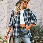 Nadorine Plaid Button Front Curved Hem Shacket for Women Casual Loose Business Casual 2026 | Under $40