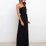 Smocked Strapless Jumpsuits Wide Leg Long Pants Rompers