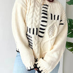 Nioa Cheerful Contrast Patchwork Knitted Pullover Sweater