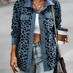 Leopard Jacket Long Sleeve Lapel Button Down Corduroy Shirts
