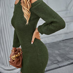 High Elastic Waist Off Shoulder Sweater Dress
