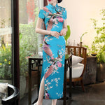 Floral Printed Split-Side Long Cheongsams