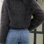 Stylish Long Sleeve Short Casual Faux Fur Jacket