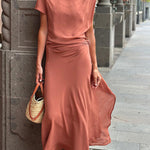 Solid Color Fashion Cut Slim Dress